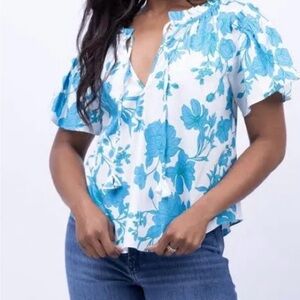 NWT Misa Los Angeles Suparna Top Blouse in Turquoise